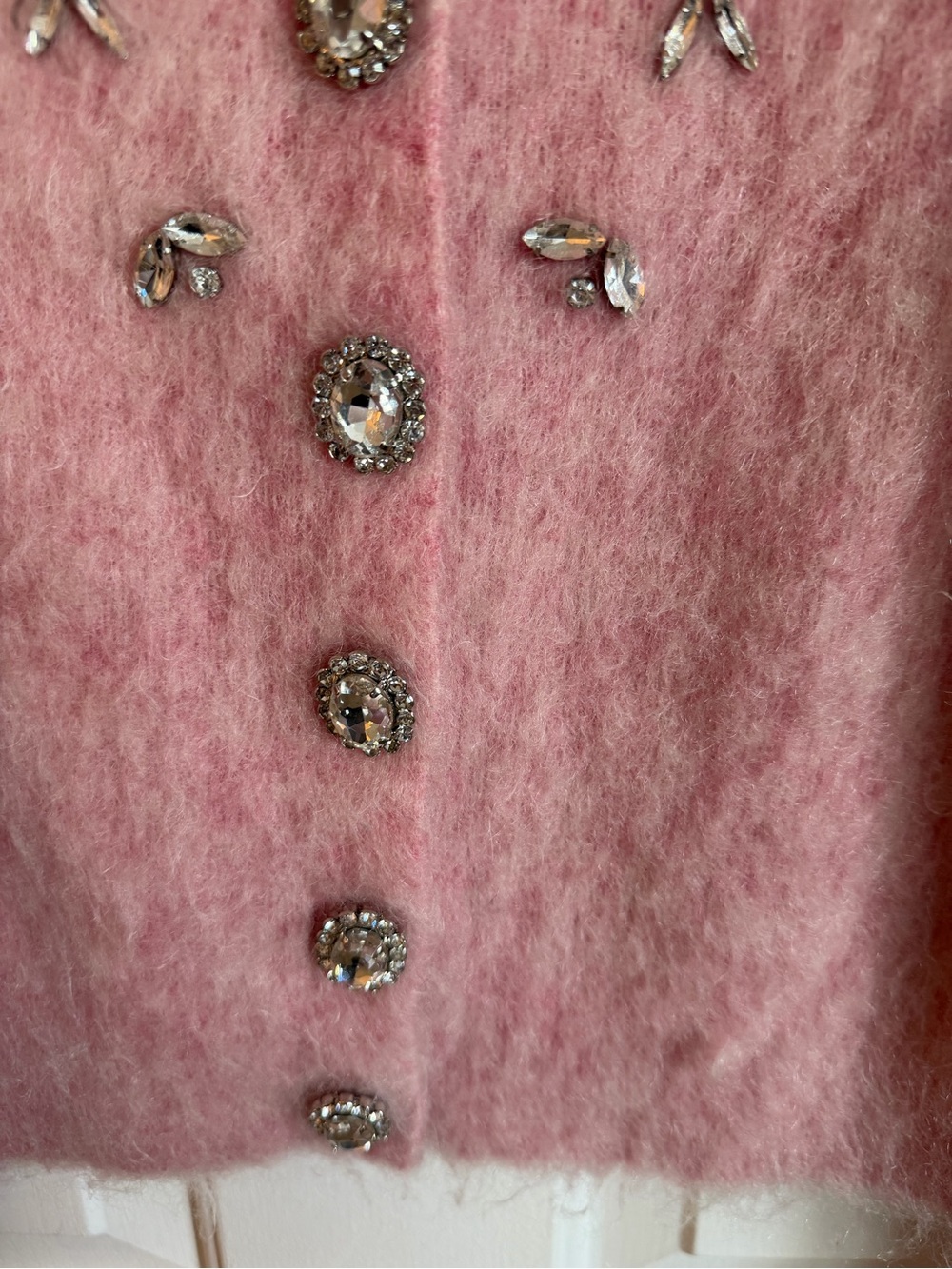 Paco Rabanne x H&M Pink Embellished Mohair Cropped Cardigan XL - Picture 6 of 9